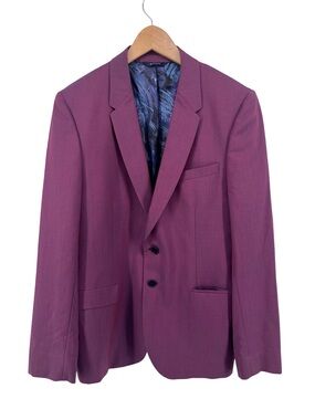 Paul Smith Burgundy Wool Mohair Blazer 44 54 Blue Sheen Lined Jacket